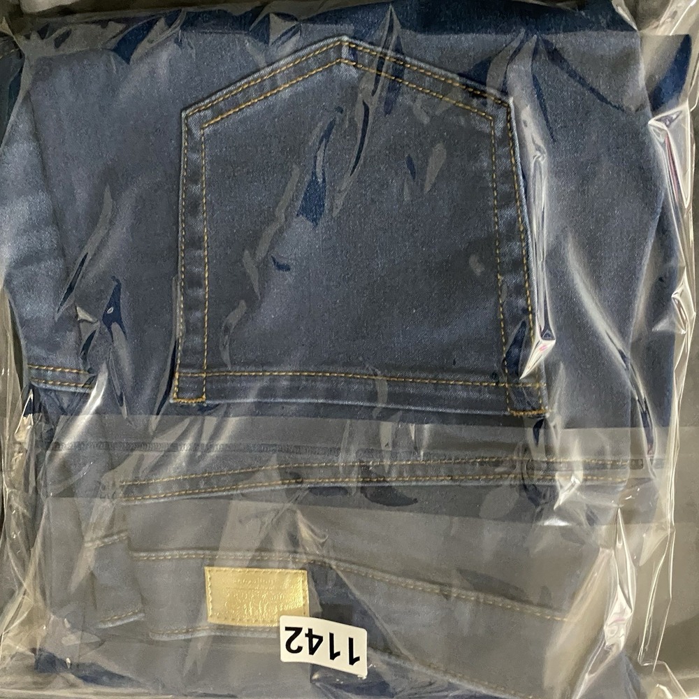 Wide Leg Trouser Jeans High Rise Dark Wash Stretch Denim Patch Pockets Sz 8 Boho - Picture 15 of 15